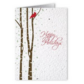 Plantable Seed Paper Holiday Greeting Card - - Happy Holidays (Little Perched Bird)